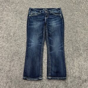 Silver Jeans Womens 30 Blue Suki Mid Capri Dark Wash Denim Pockets City Casual